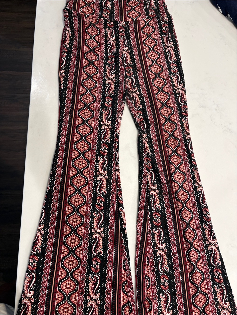No Boundaries Black and Red Printed Flare Pants